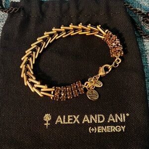 Vintage Alex and Ani Brass and rhinestone bracelet